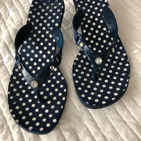 Not Rated Navy and White Polka Dot Sandals Waterproof 1” heal - Picture 11 of 11